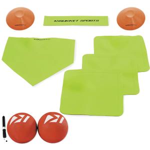 Rukket Kickball Set with Bases | Rubber Throw Down Plates and Kick Ball | Perfect for Kids and Adults | Playground and Backyard Game | Air Pump and Foul Line Cones