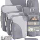 OlarHike 8 Set Packing Cubes for Travel, Sturdy Suitcase Organizer in 4 Sizes (Extra Large, Large, Medium, Small), OlarHike Luggage Cubes with Toiletry Bag, Cruise Ship Gifts for Men (Grey) (8 set (Short-Term Trip))
