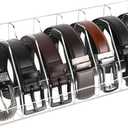 XZQTIVE Belt Organizer, Acrylic Belt Storage Holder for Closet with 7 Compartments, Clear Display Case for Ties,Socks