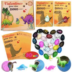 Valentines Day Gifts for Kids, Valentines Day Cards for Kids, Set of 30 Dinosaur Eggs Hatching Dino Egg Grow in Water, Valentine Exchange for Toddlers Girls Boys School Class Classroom Party Favors