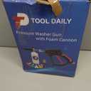 Tool Daily Short Pressure Washer Gun with Foam Cannon, 1/4 Inch Quick Connector, with 5 Pressure Washer Nozzle Tips, 1 Liter