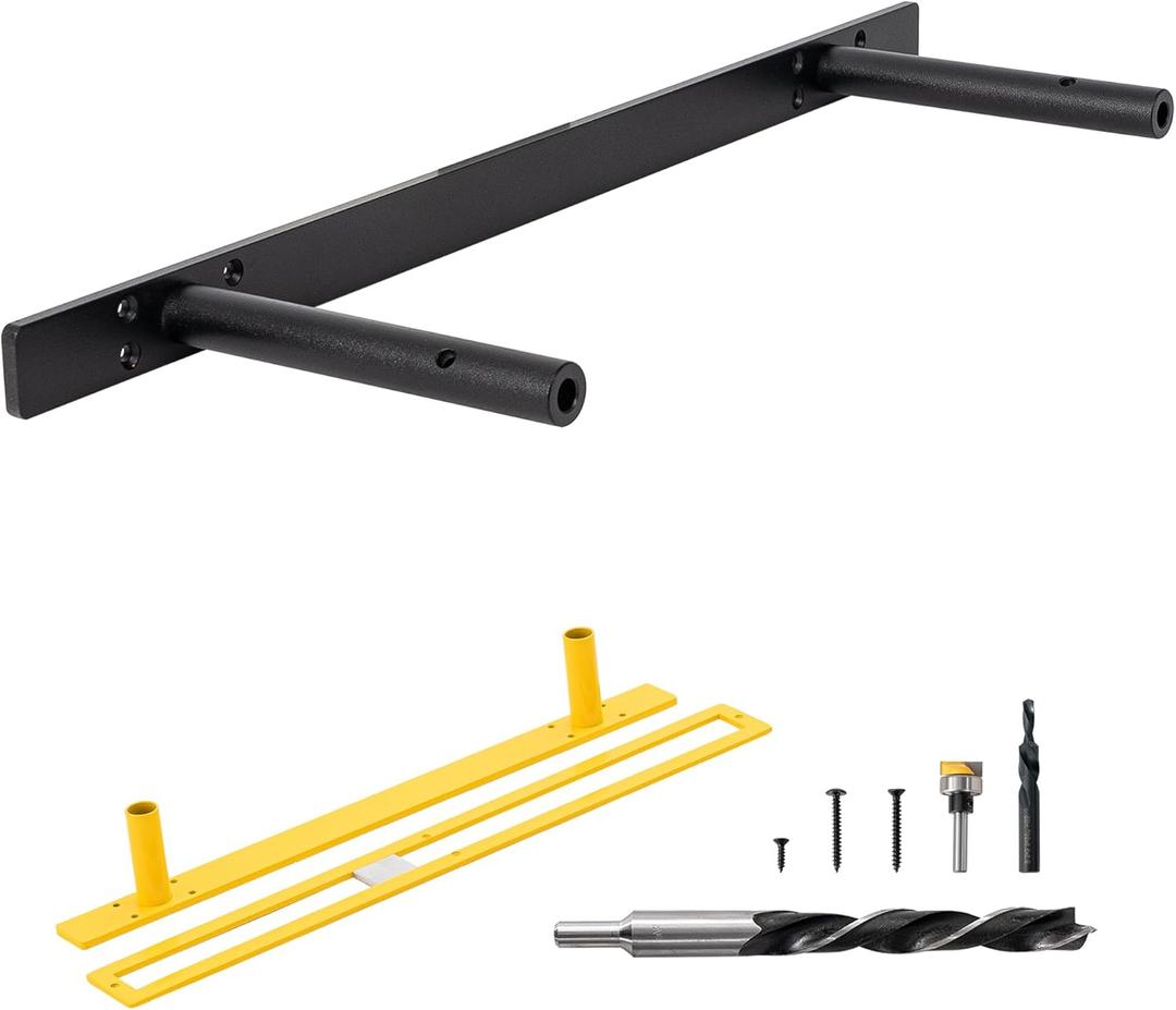 Floating Shelf Brackets, 22 inch Premium Kit, Matte Black, Alloy Steel, Wall Mount