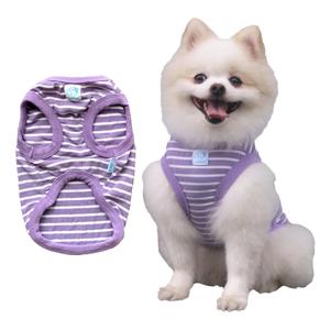SZAT PRO Classic Striped Teacup Pet Dog T-Shirts, 100% Cotton Tank Vest for Small Dogs, Sleeveless Puppy Clothes for Chihuahua Yorkie Purple, Small