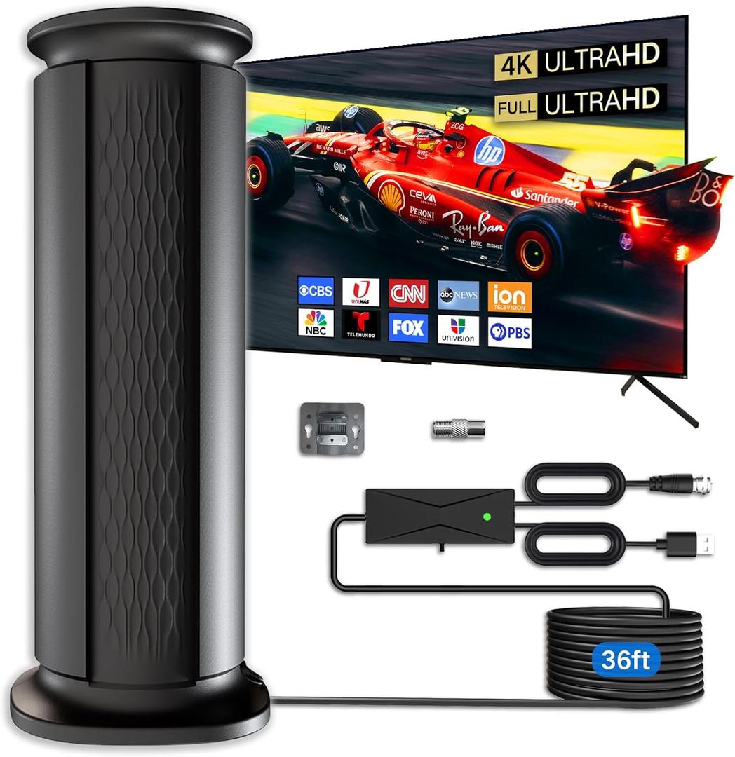 2025 Upgraded TV Antenna Up 2800+ Miles Range, Digital Best Antenna for Smart Tv Indoor/Outdoor 4k Local Channels, Amplified HDTV Antenna Long Range with Amplifier Signal Booster/Thic Cable (Large)