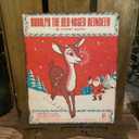 QISPIOD Rudolph The Red Nosed Reindeer Sign,Christmas Decoration Retro Metal Tin Sign Wall Hanging Decor Plaque for Coffee Shop Home Garage Sign Collection 8x12inch