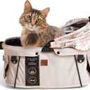 FikaGO-SWAY Pet Safety Carrier and Car Seat for Small Medium Dog & Cat, Portable Crate for Small Pets, Works w/ Seatbelt, Basket Car seat Booster & Leash - Nordic