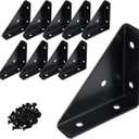 2-9/16" Corner Brace L Bracket for Wood  10 Pack Solid Steel Triangle Bracket with Screws for Bookshelf/ Table/ Desk & Bed Frame Stabilization Repair  Easy DIY Fix for Shaky Furniture (2.55 in (65mm))