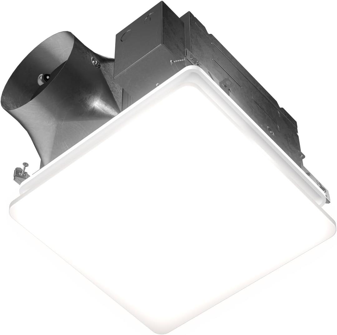 EVOLVE Premium Bathroom Exhaust Fan with Light and Continuous Run, 110-130-150 Selectable CFM