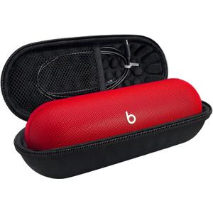 Hard Carrying Case for Beats Pill 2024 Bluetooth Speaker,Shockproof Protective Travel Case with Foam Padding and Mesh Pocket for New Beats Pill Accessories,Black