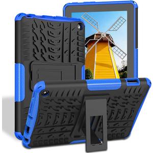 ROISKIN for Fire 7 Tablet Case 2022 Release 12th Generation for Kids, Dual Layer Shockproof Impact Resistance Case for Fire 7 inch with Kickstand ((Horizontal Mode)Flre7case2022release12thgen, Blue)