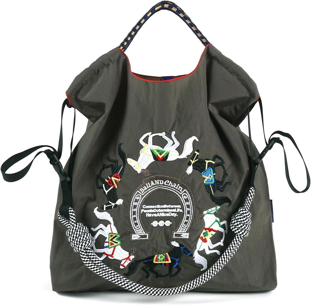 Ball&Chain Stylish Women's Reusable Shopping Bag for Leisure, Travel, and Beach Trips (Medium, Dark Gray)