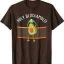 Holy Blockamole Volleyball Cute Funny T-Shirt (Small, Brown)