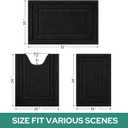 HOMEIDEAS Bathroom Rugs Sets 3 Piece, Super Soft and Absorbent Non Slip Microfiber Toilet Bath Mat with U-Shaped (Black) (1'4" x 2'8" (16"x24"+20"x32"+U Shape 20"x24"))
