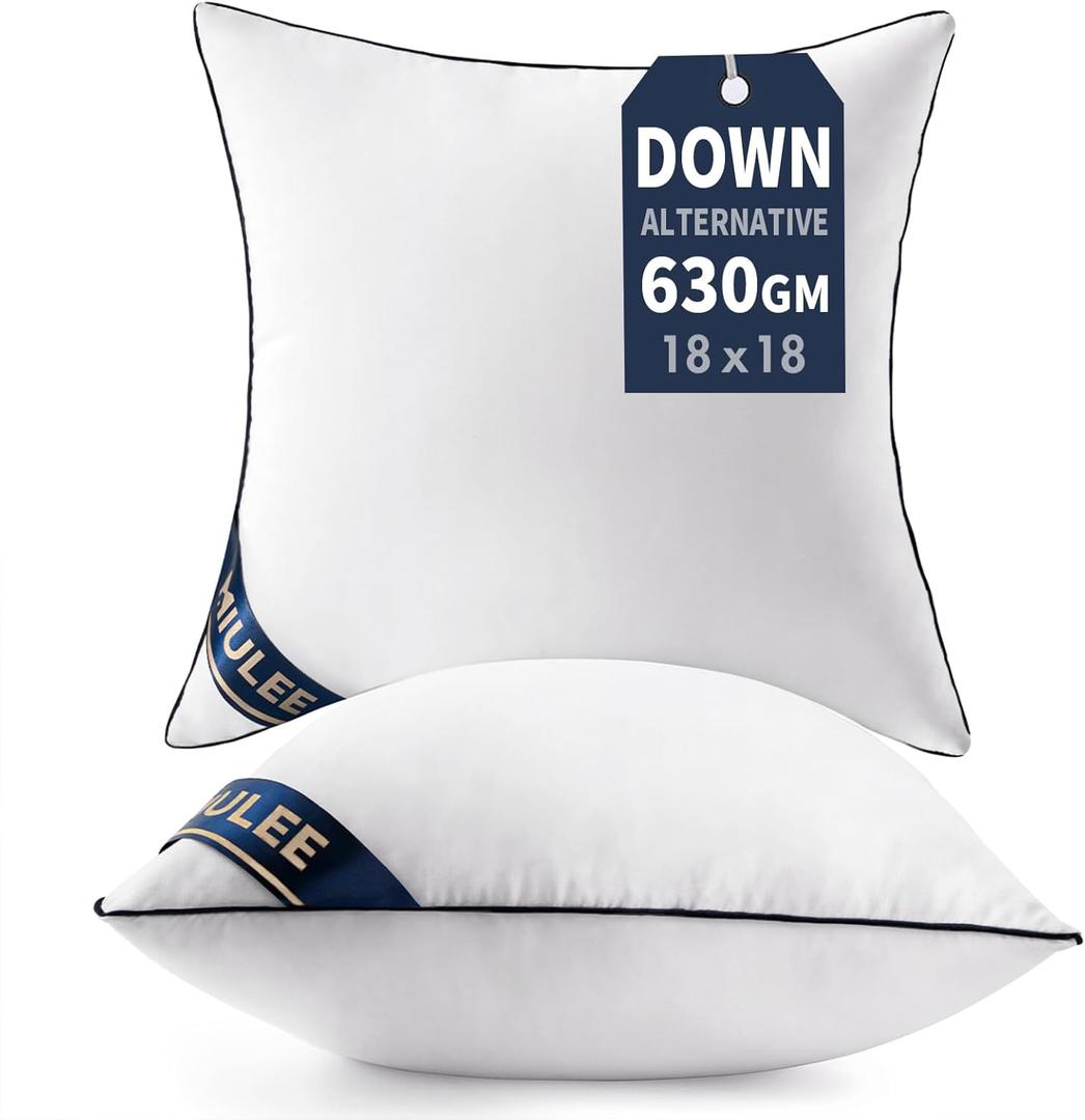 MIULEE 18x18 Pillow Inserts Set of 2 Throw Pillows 18 Inch Premium Down Alternative Pillow Inserts Decorative Pillow Stuffer for Sofa, Couch (18x18 inch, Set of 2)