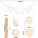 Hanging Photo Display Room Wall Decor, Boho Collage Picture Frame Christmas Cards Holder, Photo Hanger with 9 Wood Clips and 6 Wooden Hearts Tags for Home, Bedroom, Office, Nursery, Dorm Decor, 2 Pack