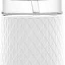 Ello Devon 18oz Glass Tumbler with Straw, Friction Fit Bamboo Wood Lid and Silicone Sleeve | Perfect for Iced Coffee, Tea, Matcha and Smoothies (White)