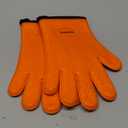 KITCHEN PERFECTION Silicone Smoker Oven Gloves -Extreme Heat Resistant BBQ Gloves -Handle Hot Food Right on Your Smoker Grill Fryer & Pit | Waterproof Oven Mitts |Superior Value Set+3 Bonuses (One Size Fits Most, Orange)