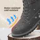 POVOGER Womens Black Ankle Boots White Winter Boots Fuzzy Boots Combat Boots Snow Booties with Side Zipper(Dark Grey,US09) (Gray)