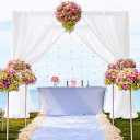DUOBAO Chiffon Backdrop Curtain 5FTx8FT White Fabric Drapes Sheer Voile Curtains 2 Panels 29"x96" White Photography Backdrops for Parties Christmas Wedding Decorations