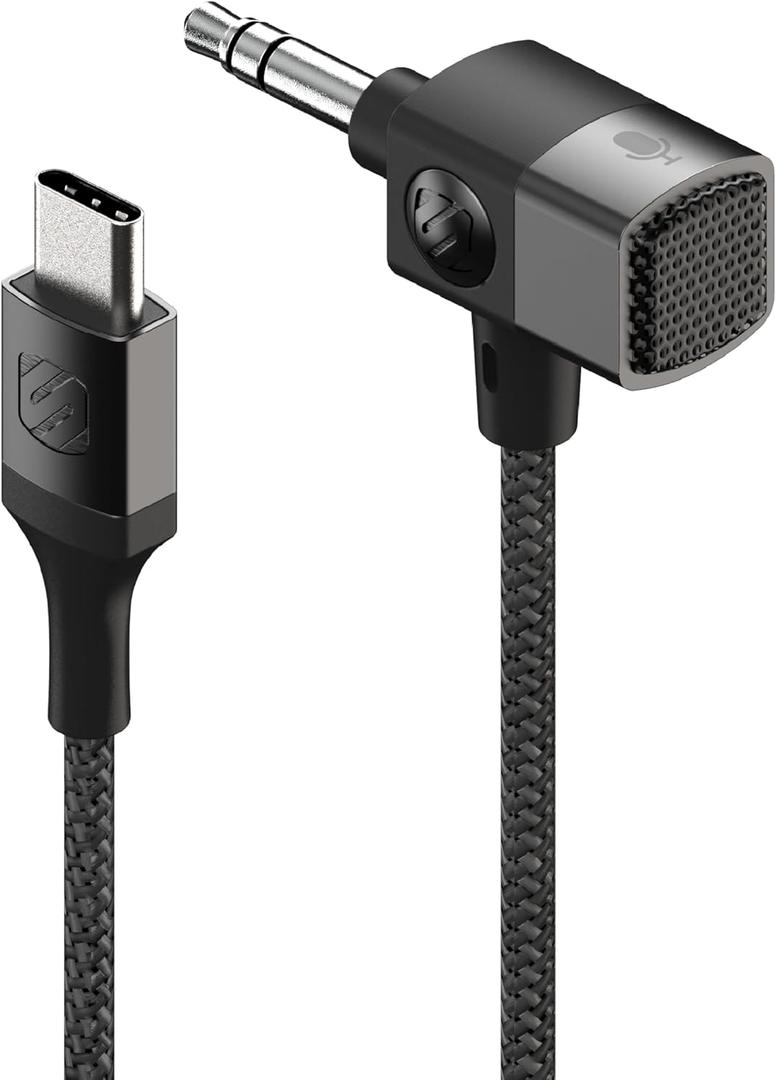 Scosche CAUXMICB4-SP Hookup Premium USB-C to 3.5mm Auxiliary Jack Adapter, Braided Audio Cable with Built-in Mic and Relocation Dock for Convenient Placement and Hands-Free Phone Calls