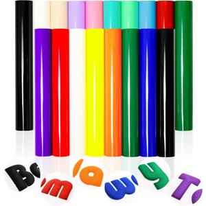 MEVOREW Puff Vinyl Heat Transfer-18 Pcs Puff HTV Heat Transfer Vinyl Sheets Assorted Colors, 3D Puffy Iron on Vinyl for Tshirts, DIY Crafts, Compatible with Cricut& All Cutters, Easy to Cut& Weed