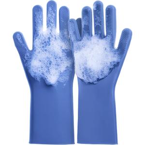 DELOMO Dog Washing Gloves Large Size: 1 Pair Soft and Gentle Silicone Pet Grooming Gloves - Bathing Scrubber Brush Mitt Grooming Shedding Fur Removal Massage for Dogs/Cats/Horse