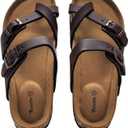 Torotto Boys Girls Sandals with Cork Footbed Adjustable Buckle Casual Flip Flops Sandals Open Toes Flat for Kids Toddler (13.5 Little Kid, Brown)