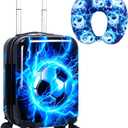 Lightweight Hardshell Spinner Kids Carry On Luggage Set 2PCS with Wheels - Airplane Approved Suitcase for Boys & Children Ages 3-10, Lightning Soccer Rolling Suitcases for Elementary Toddler Travel