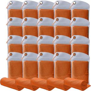 Pack of 20 Cooling Towel 40x12'' Ice Towel for Neck and Face Microfiber Chilly with Bag Breathable Yoga Gym Stay Cool Towels Sweat Rag for Workout Running Camping Pilates Beach, Orange