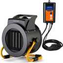Greenhouse Heater with Digital Thermostat, 1500W/750W Electric Grow Tent Heaters, 3S PTC Fast Heating, 3 Modes Adjustment, Overheat Protection for Patio, Grow Tent, Greenhouse, Outdoor, BK (Black)