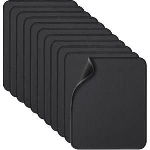 Zhithink 11 Pack Mouse Pad with Reinforced Stitching Edge, Washable Mousepad with Grippy Non-Slip Rubber Base, 0.12 Inch Thick Smooth Tracks Computer Mouse Pads Bulk for Desk, Black, 10.2x8.2 Inch