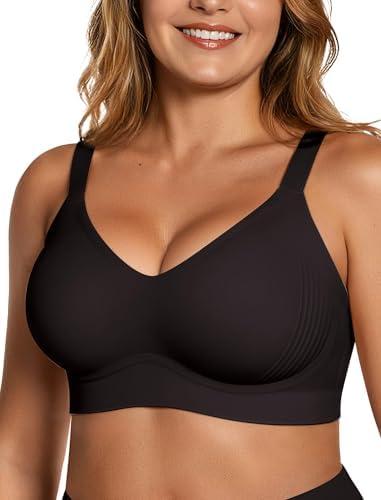 OEAK Womens Wireless Seamless Bras Full Coverage Supportive Lounge Bra Push Up Plus Size Everyday Bra Comfortable Tshirt Bras, 4XL