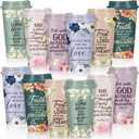 Skylety 12 Pack Christian Gifts for Women Mother's Day Scripture Coffee Cups with Lids 16 oz Bible Verse Tumbler PP Travel Coffee Mug for Mom Teachers Pastor Wife Church Party Favor(Delicate)