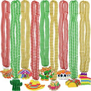Jollylife Cinco de Mayo Fiesta Beaded Necklaces Mexican Colorful Beads Party Decorations Favors Birthday Supplies