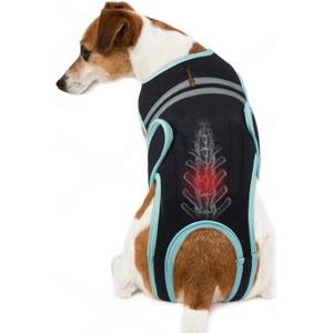 Dog Back Brace, Breathable Dog Post-Surgery Vest for IVDD, Arthritis & Spine Support, Adjustable Reflective Pet Back Bracer Pain-Relieving Harness, Black XL