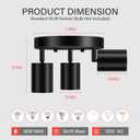 BoostArea LED 3 Light Track Lighting Kit, LED Track Lighting Fixtures, Black Round Ceiling Spot Lighting, Flexibly Rotatable Light Head for Kitchen, Living Room, Bedroom, GU10 Bulb Not Included