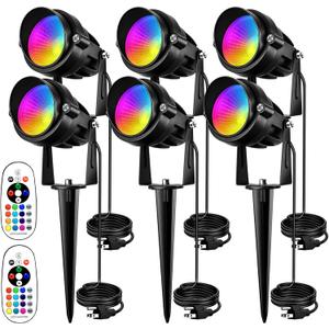 Halloween Christmas Spotlight Outdoor RGB Spot Lights 10W LED Landscape Lights Spot Lights Outdoor with 16 Color Changing for Yard Garden Decor, Landscape Lighting with Remote IP67 Waterproof (6)