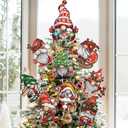 Christmas Gnome Ornaments for Christmas Tree Gnome Tree Topper 9Pcs for Xmas Tree Top Decoration Indoor Outdoor Home Decor Holiday Party