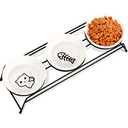 Anti-Vomiting Raised Cat Bowls - 3 × 13 oz Ceramic Food & Water Bowls with Non-Slip Stainless Steel Stand, Dishwasher Safe for Indoor Cats & Puppy