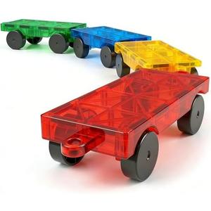 Magnetic Tiles Cars Construction Set, 2 PCS Magnet Cars Magnetic Building Blocks Toy for Kids Ages 4-8 3-5 Magnet Bricks Truck Kit Educational Sensory Toys Gifts for 3+ Year Old Boys & Girls Christmas