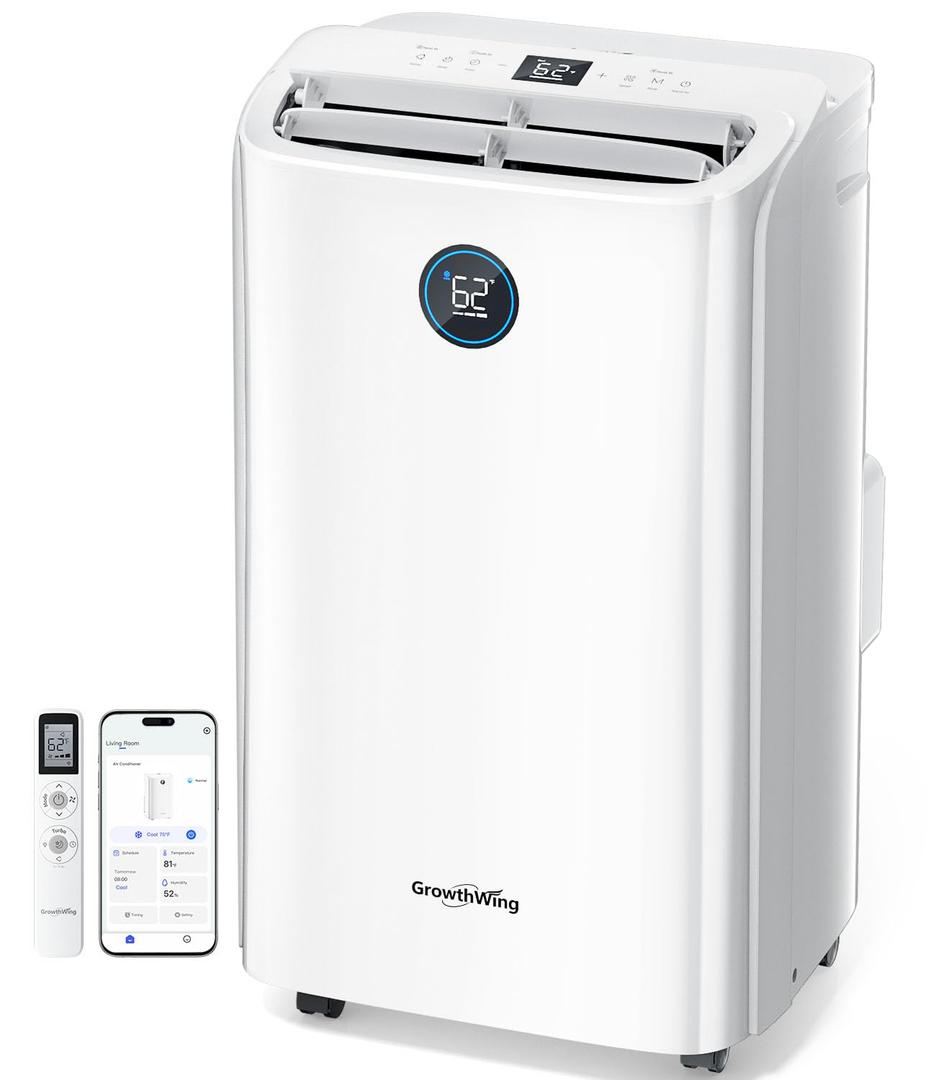 14,000 BTU Smart WiFi Portable Air Conditioner, Cools up to 700 Sq.Ft, Auto-Evaporation, 3-in-1 Modes, Voice & Remote Control, Quiet Operation, White
