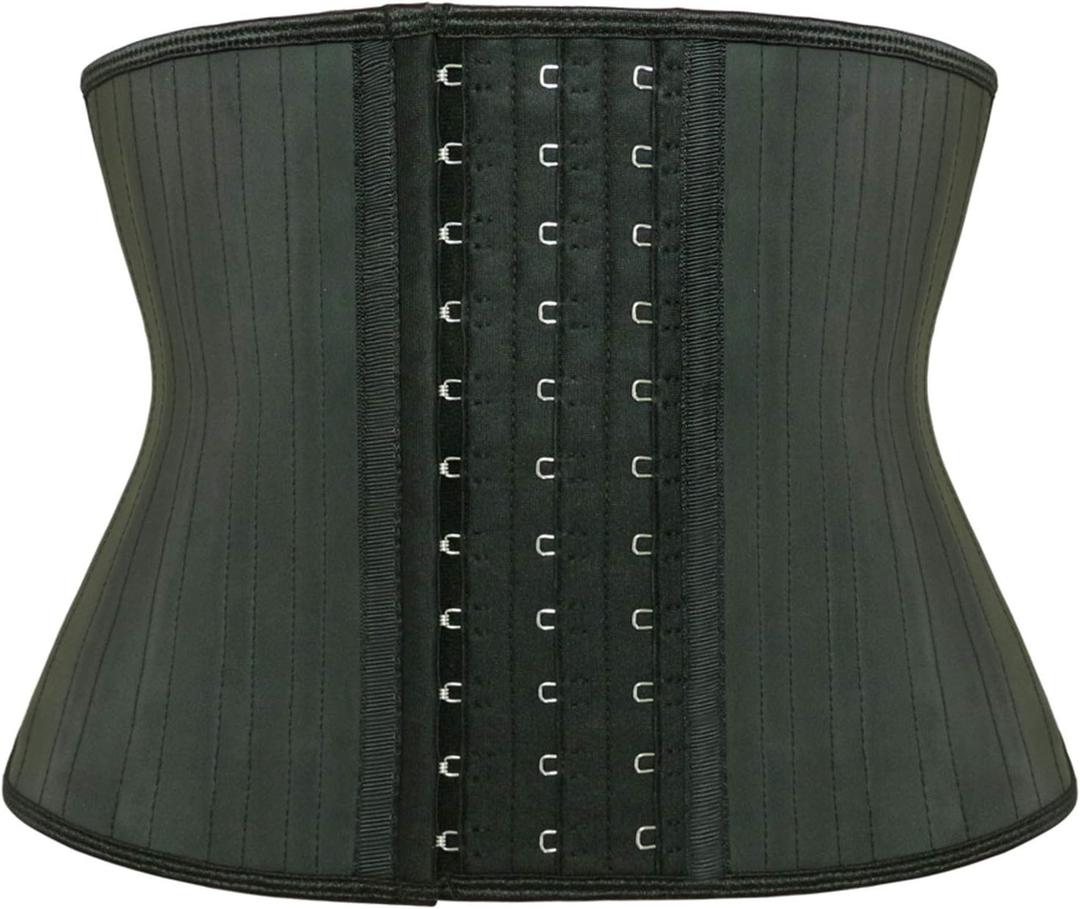 Atbuty Short Torso Waist Trainer Cincher Corset Underbust Body Shaper Latex Sport Girdle (Black (9'' Short Torso, 25 Steel Bones), XS)