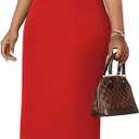 Women's Bodycon Midi Dress Deep V-Neck Cap Sleeve Ruched High Waist Stretchy Dresses for Date Nights, Parties & Work, XL