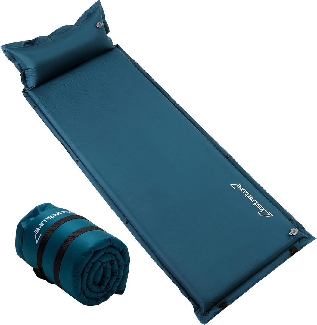 Clostnature Self Inflating Sleeping Pad for Camping - 1.5 inch Camping Pad, Lightweight Inflatable Camping Mattress Pad, Insulated Foam Sleeping Mat for Backpacking, Tent, Hammock (Blue)