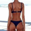 SherryDC Women's Solid Scoop Neck Push Up Padded Brazilian Thong Bikini Swimsuit, Small
