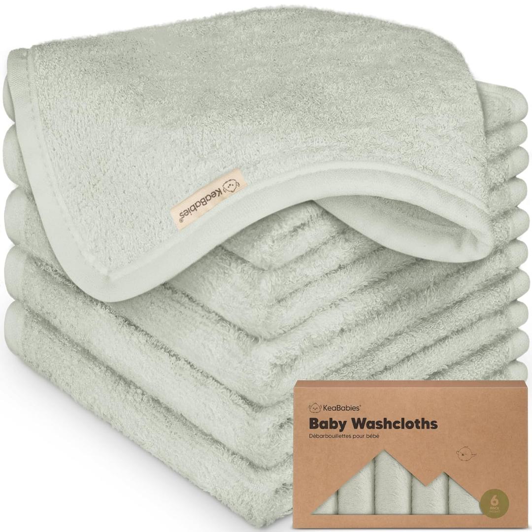 6-Pack Baby Washcloths  Soft Absorbent Viscose from Bamboo Washcloths for Face, Body, Baby Towels for Newborn, Kids, Toddlers, Infant, Gentle on Sensitive Skin, 10x10 Reusable Face Towels (Dove)
