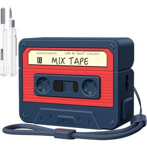 AirPods Pro 2 Case Cover, KOREDA Funny Cassette Tape Design Case for Airpods Pro 2nd Generation/1st Generation (2023/2022/2019), Cute Cartoon Fashion Silicone Protective Case for Women Men (Blue)