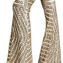 BLENCOT Women's Glitter Sequin Wide Leg Palazzo Pants High Waist Bell Bottoms Party Flared Trousers, Size S