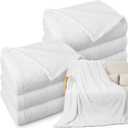 Tinideya 6 Pack Sherpa Fleece Throw Blankets Bulk 50"x 60" Soft Plush Wedding Throw Blankets for Couch Sofa Spa Sleepover Party Favor Supplies Travel Guest Room Home Decor (White)