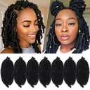 Marley Hair 10 Inch Black 7 Packs Pre Separated Springy Afro Twist Hair Marley Twist Braiding Hair for Faux Locs Crochet Hair Pre Fluffed Spring Twist Hair Extensions (10",1B)